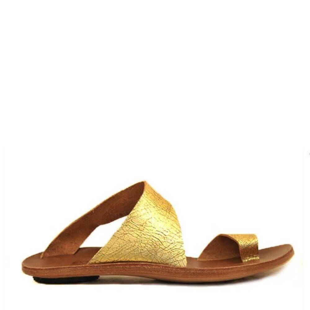 NEW CYDWOQ women's thong flat sandals in gold